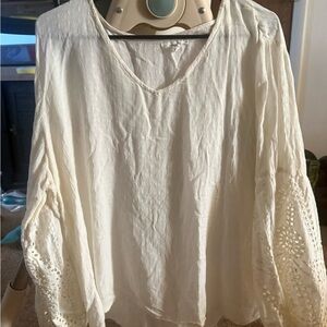 Maurices Cream Eyelet Sleeve Boho Tunic